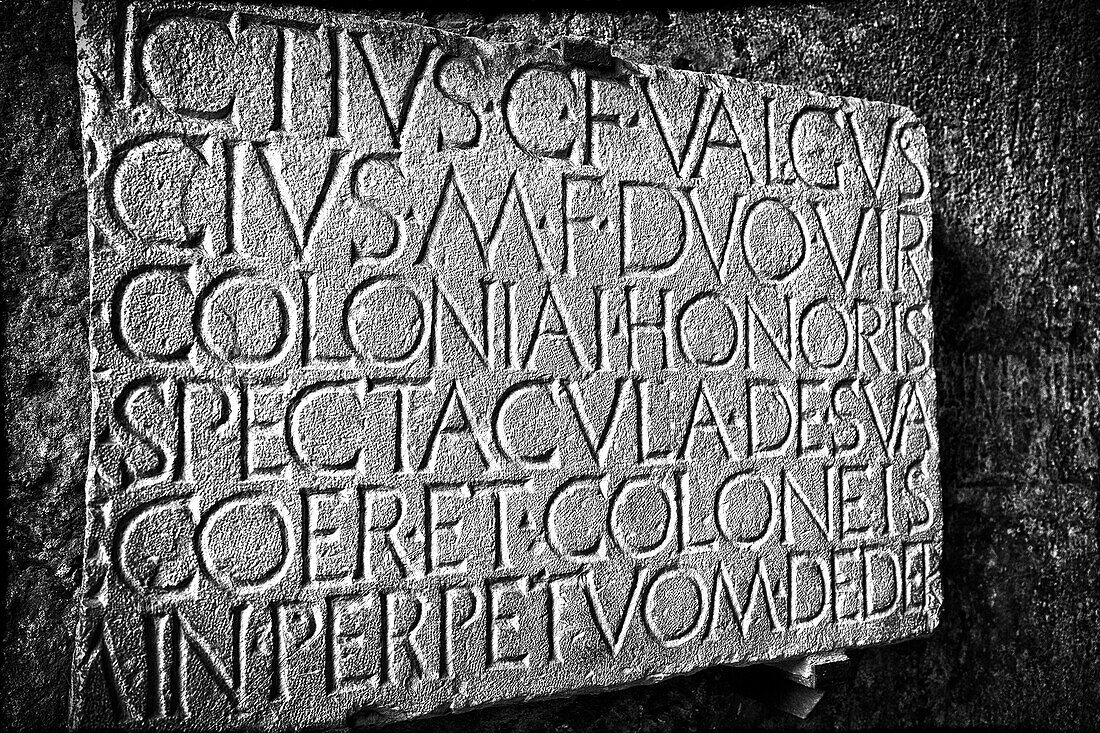 Historic stone sign; Pompeii, Italy