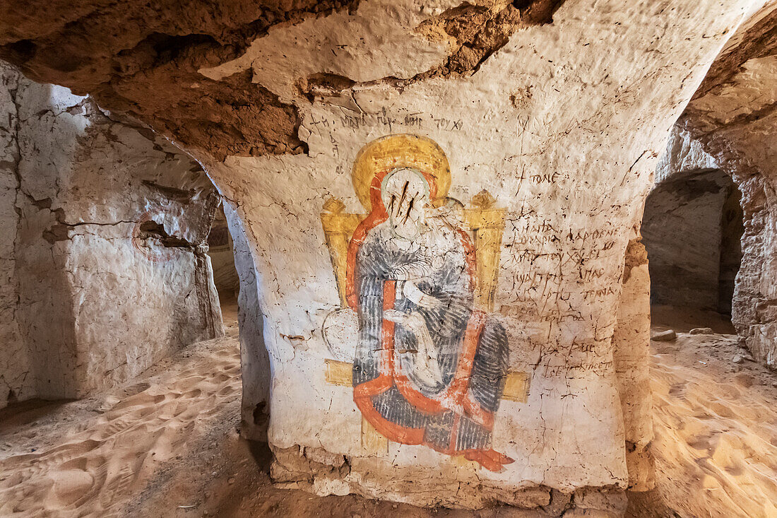 Christliches Fresko im Kloster; Old Dongola, Nordstaat, Sudan