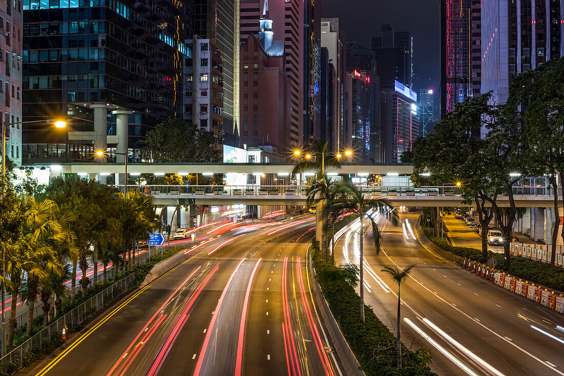Road at night; Wan Chai, Hong Kong, China