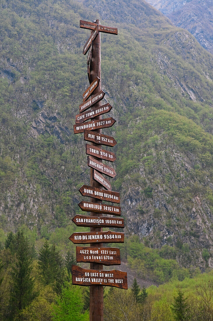 Road Sign in Soca Valley, Slovenia