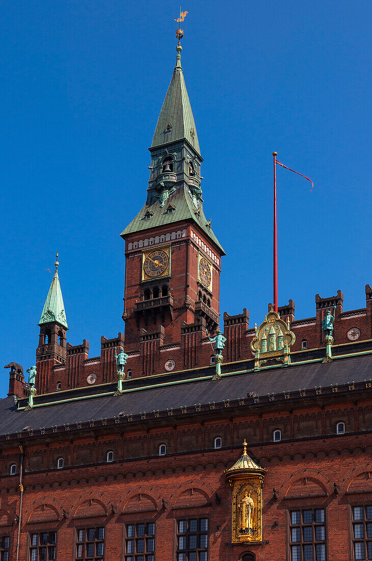 Uhrenturm des Rathauses, Kopenhagen, Dänemark