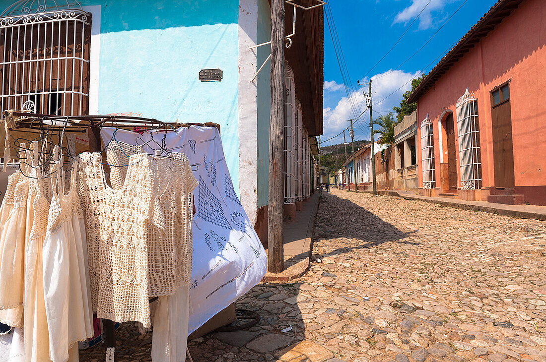 Close-up of Souvenir shop and street scene, Trinidad, Cuba, West Indies, Caribbean