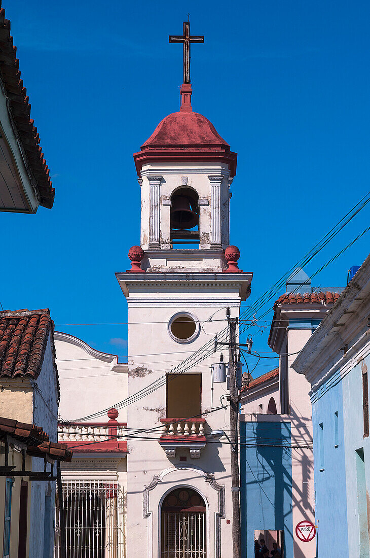 Close-up of church, Sanctis Spiritus, Cuba, West Indies, Caribbean