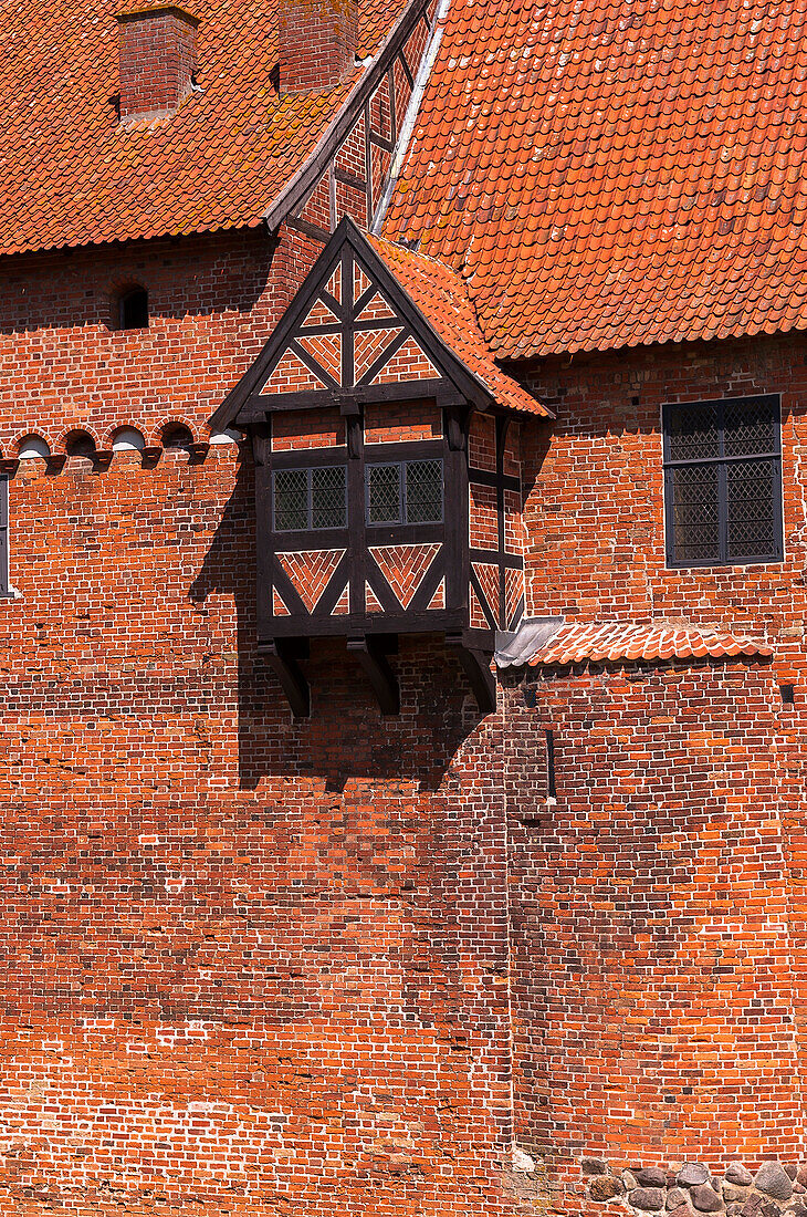 Close-up of Windows in Brick Building, Nyborg Palace, Nyborg, Fyn Island, Denmark