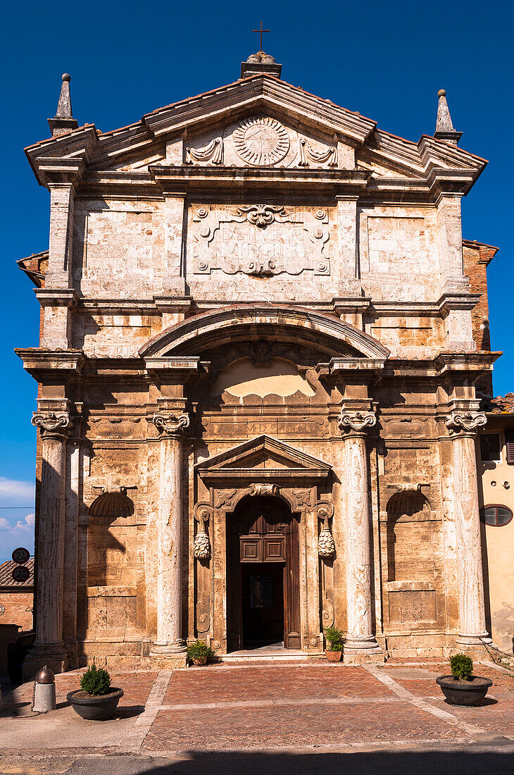 Außenansicht der Alten Kirche, Kirche Santa Lucia, Montepulciano, Val di Chiana, Provinz Siena, Toskana, Italien