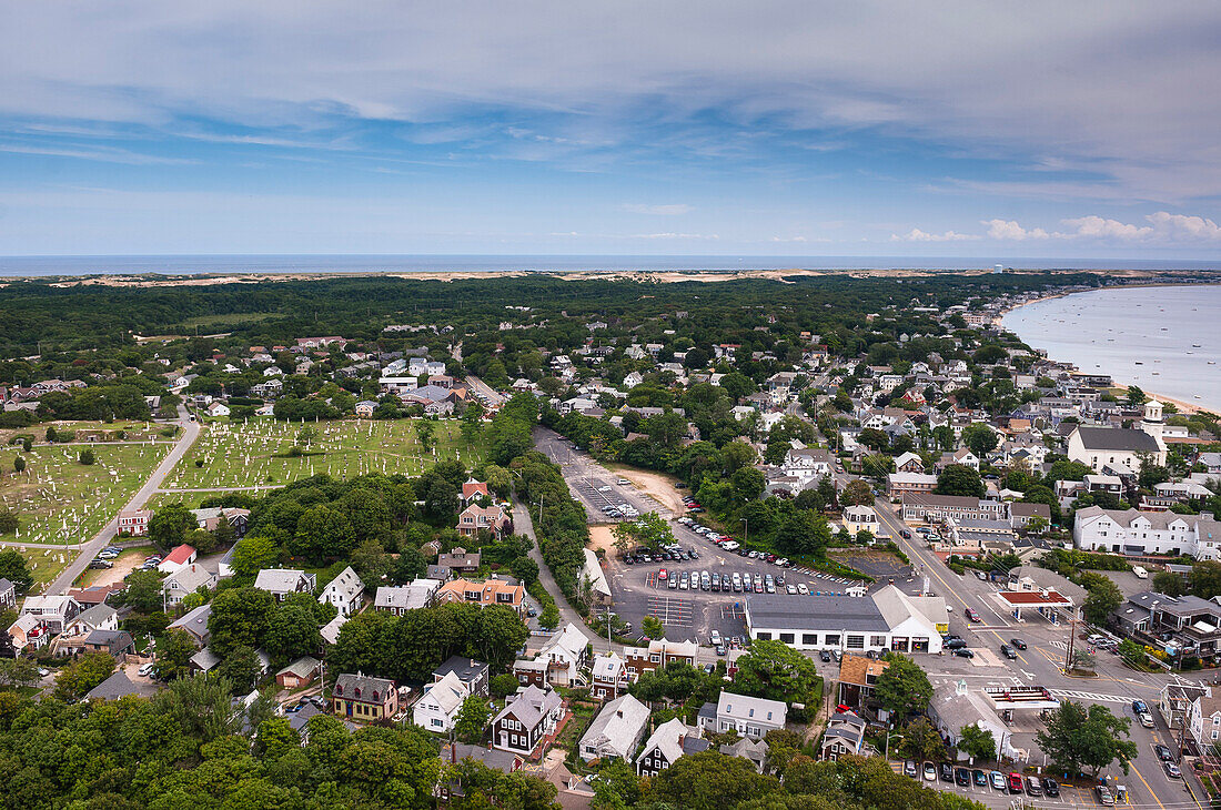 Overview of Town and Shoreline, Provincetown, Cape Cod, Massachusetts, USA