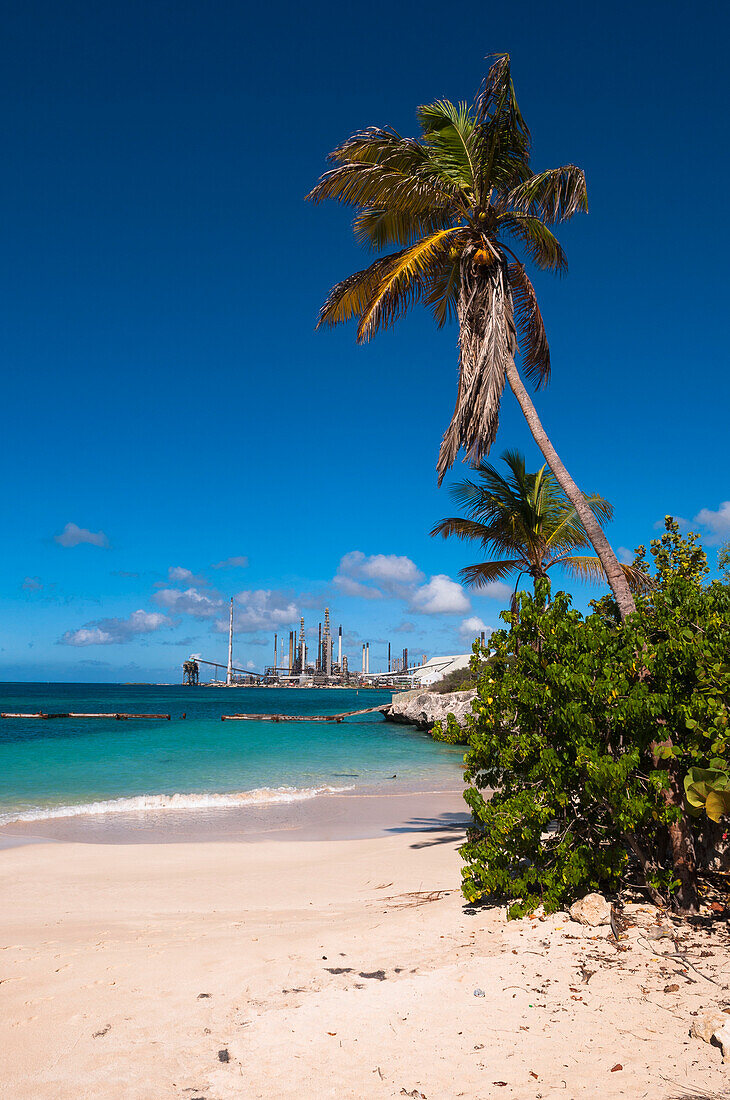 Oil Refinery in Distance of Rodgers Beach, Aruba, Lesser Antilles, Caribbean