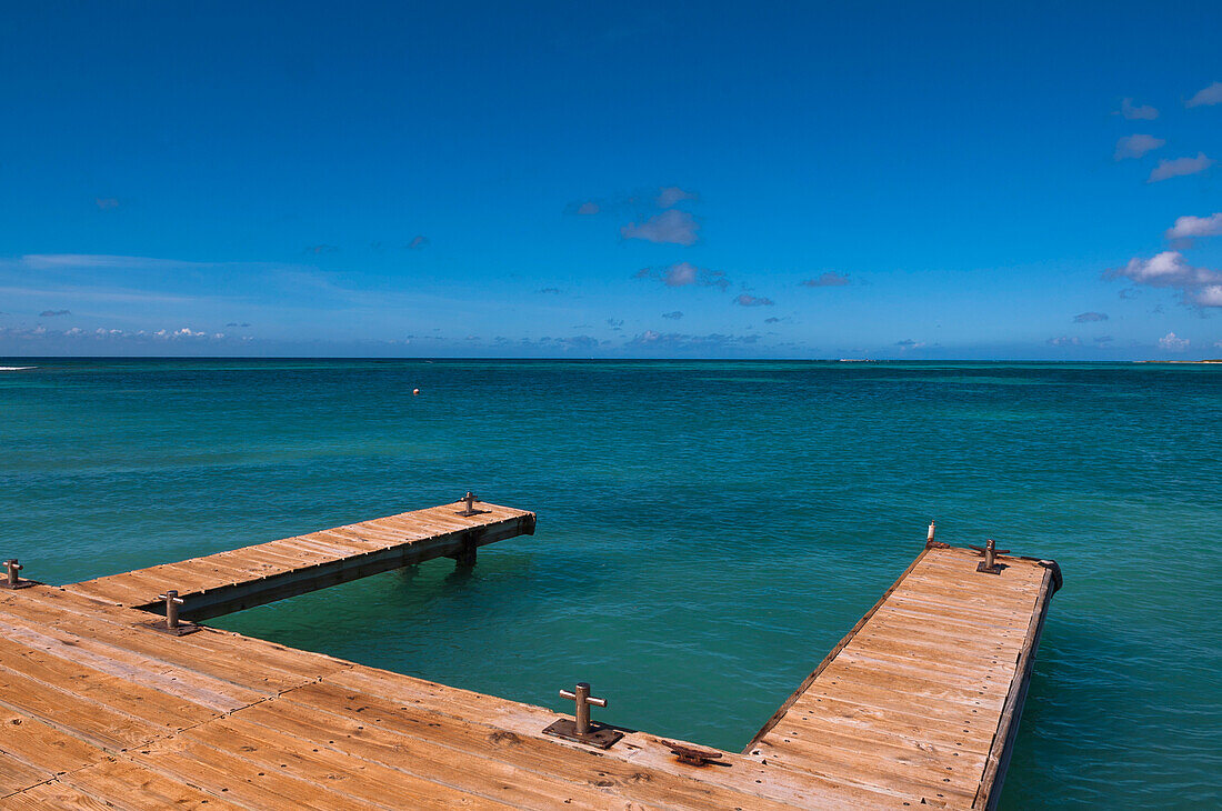 Dock und Meer, Rodgers Beach, Aruba, Kleine Antillen, Karibik