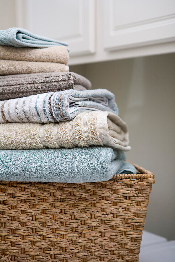 Basket with Folded Towels