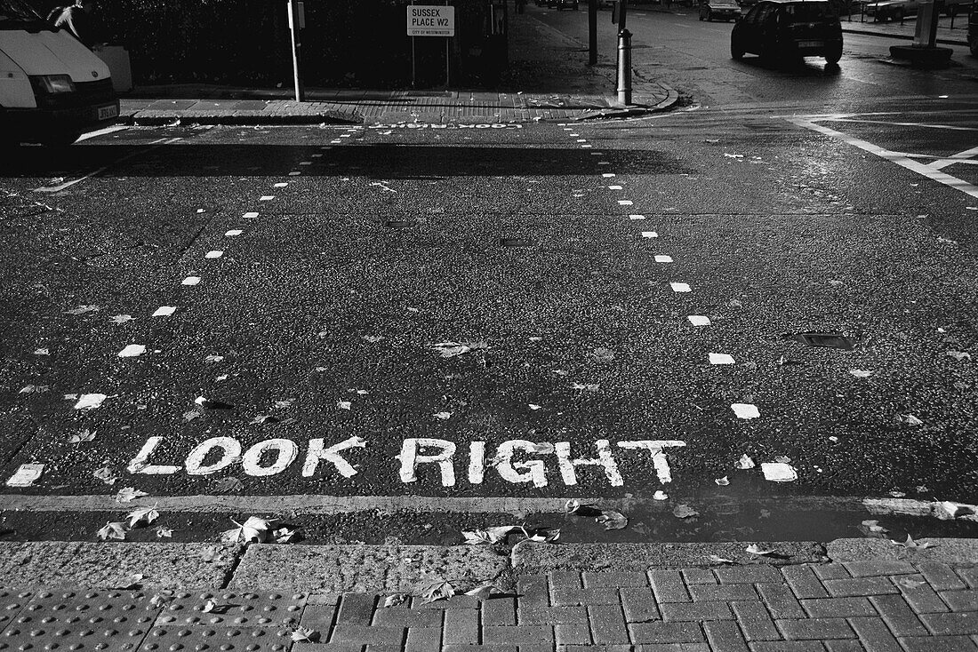 Close-Up of Crosswalk, London, England