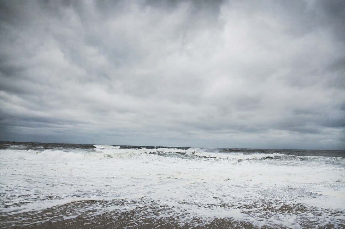 Beach and Approaching Hurricane Sandy, Point Pleasant, New Jersey, USA