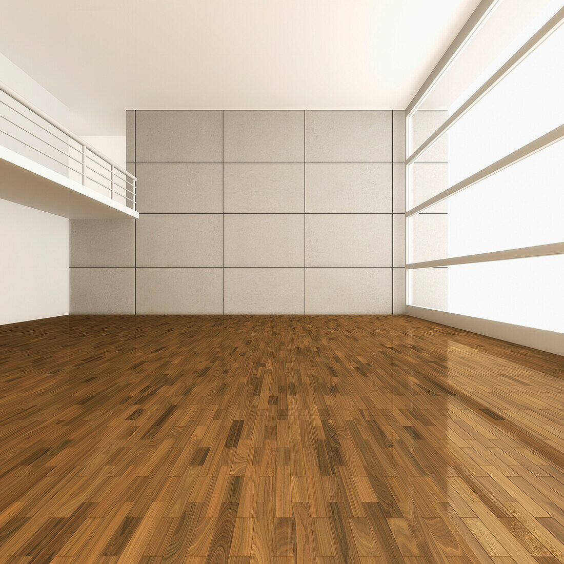 3D-Illustration of Empty Room with Gallery