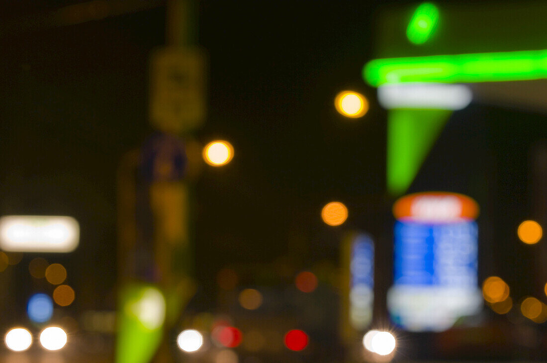 Blurred City Lights at Night, Salzburg, Austria