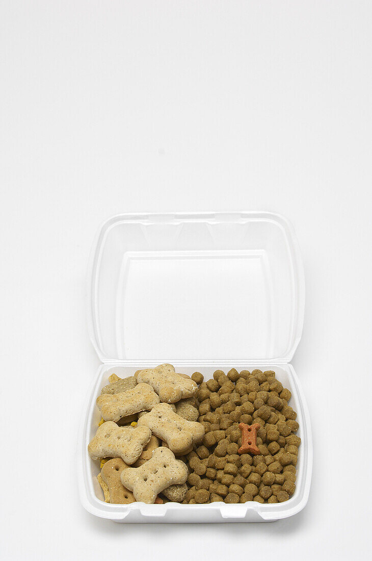 Dog Treats and Food in Styrofoam Container