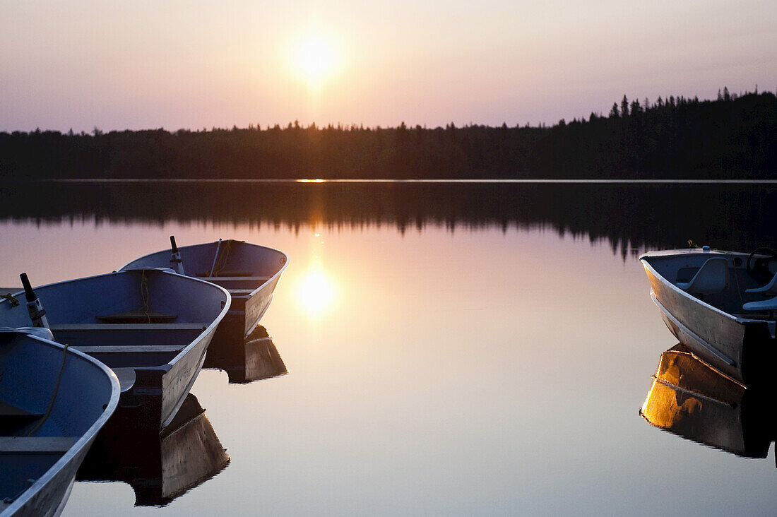 Fischerboote, Otter Lake, Missinipe, Saskatchewan, Kanada