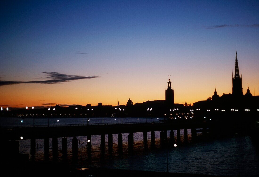 Stockholm, Sweden; Silhouetted City