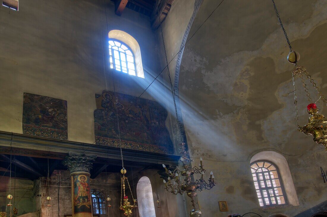 Beam Of Light From Window In Church Of The Nativity; Bethlehem, Jerusalem, Israel