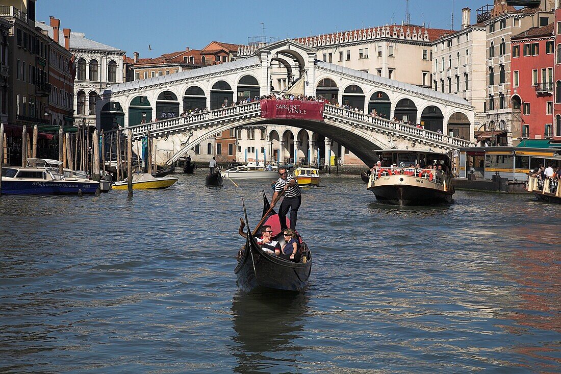 Grand Canal And Rialto Bridge; Venice, Italy