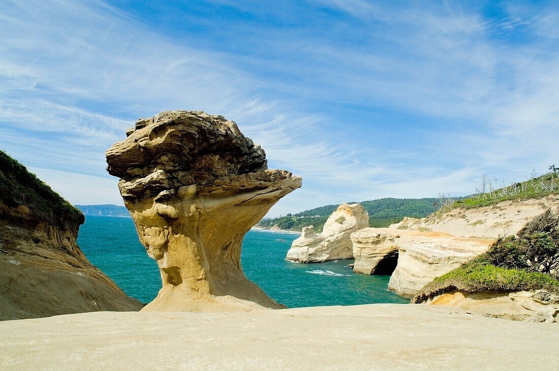 Sculpted Sandstone Rock At Cape Kiwanda State Park; Pacific City, Oregon, Usa