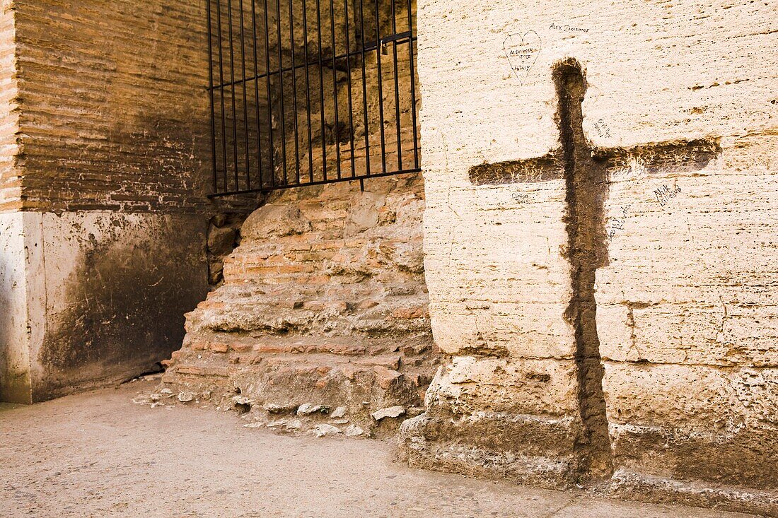 Cross Carved In Wall; Rome, Italy