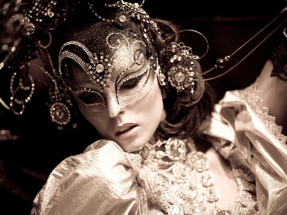 Woman In Mask And Costume; Venice, Italy