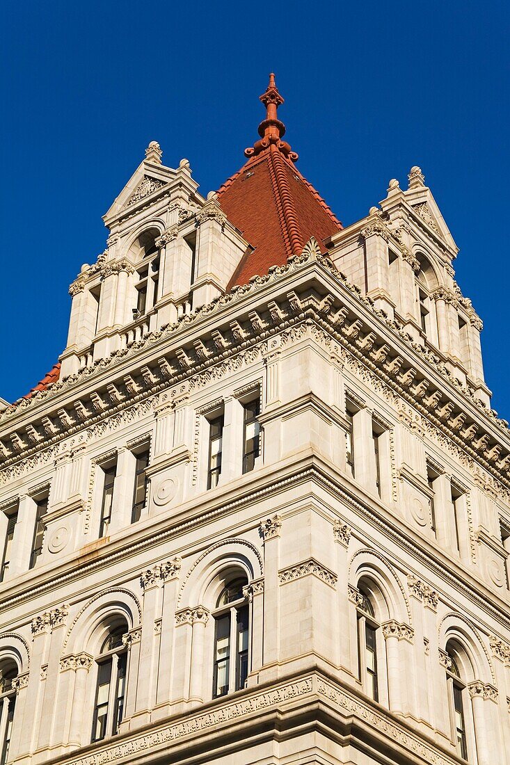 Low Angle View Of State Capitol Building; Albany, New York, Usa