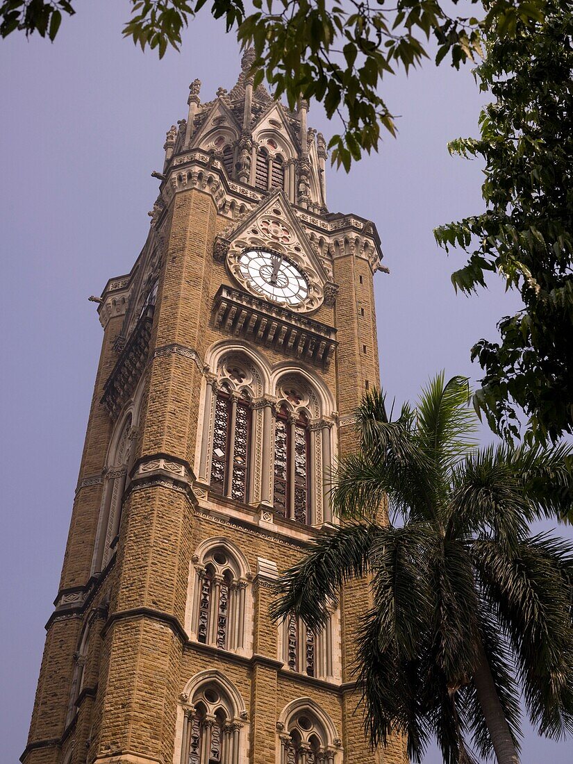 Niedriger Blickwinkel auf den Rajabai-Turm; Mumbai, Indien