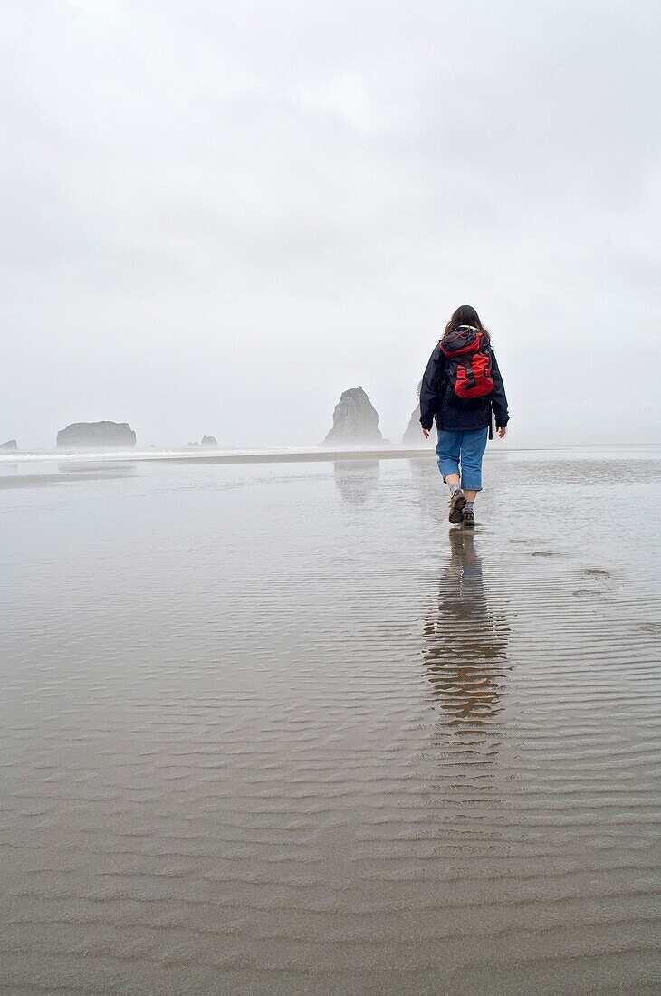 Wanderer am zweiten Strand im Olympic National Park; Washington State, USA