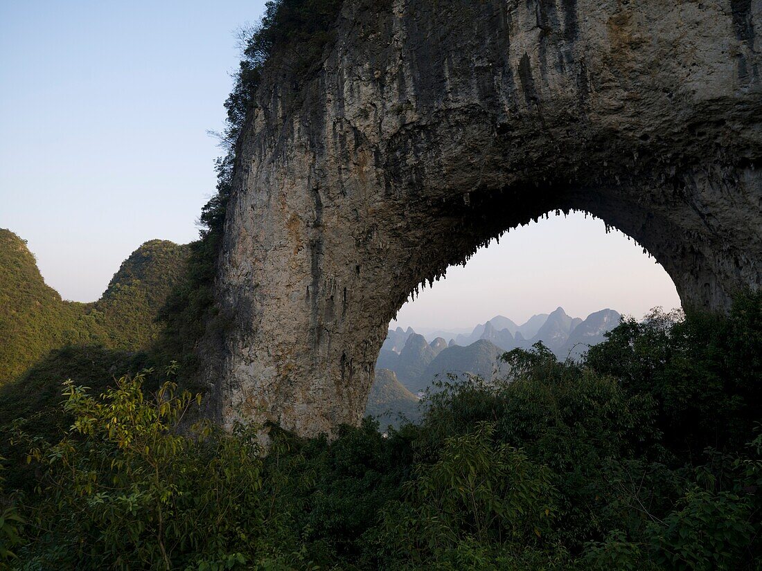 Natural Arch In Mountains; Yangshuo, China