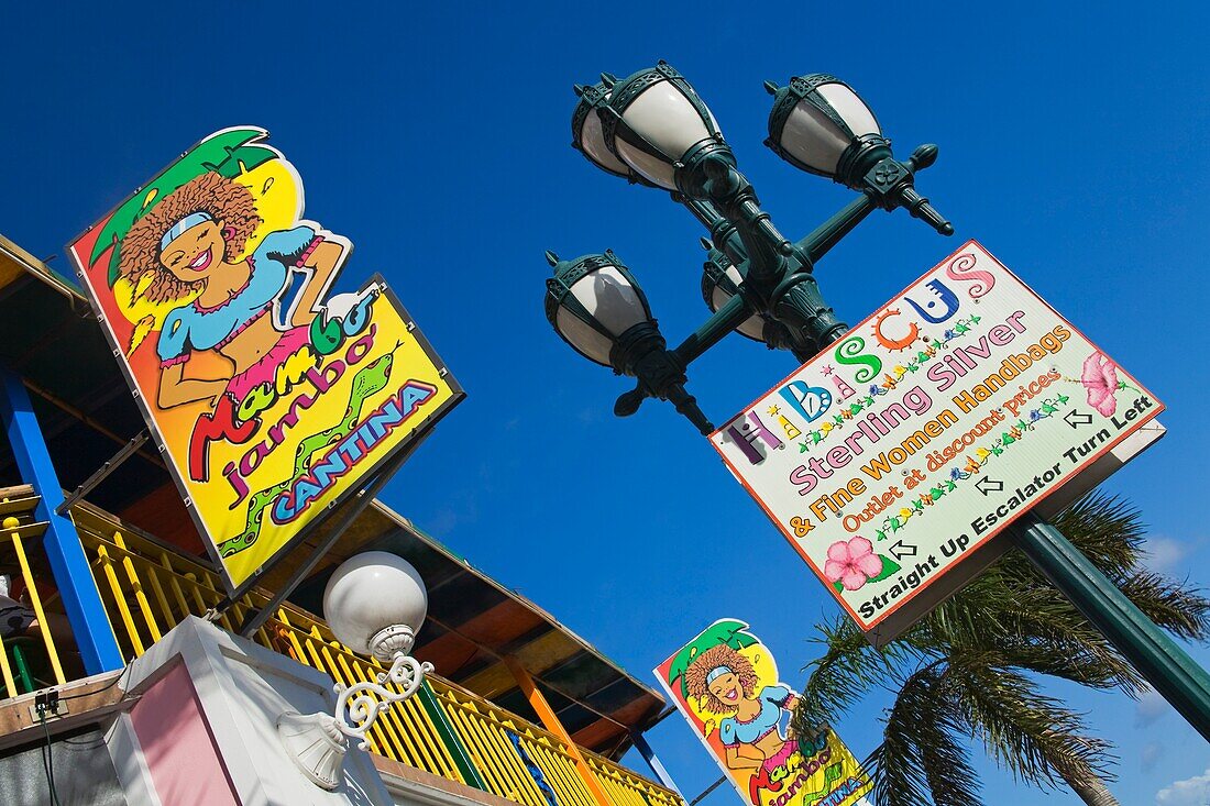 Commercial Signs; Royal Plaza Mall, Oranjestad, Aruba Island, Kingdom Of The Netherlands
