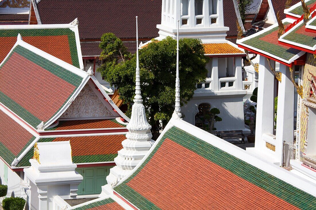 Tile Roofs At Wat Arun (Temple Of The Dawn); Bangkok, Thailand