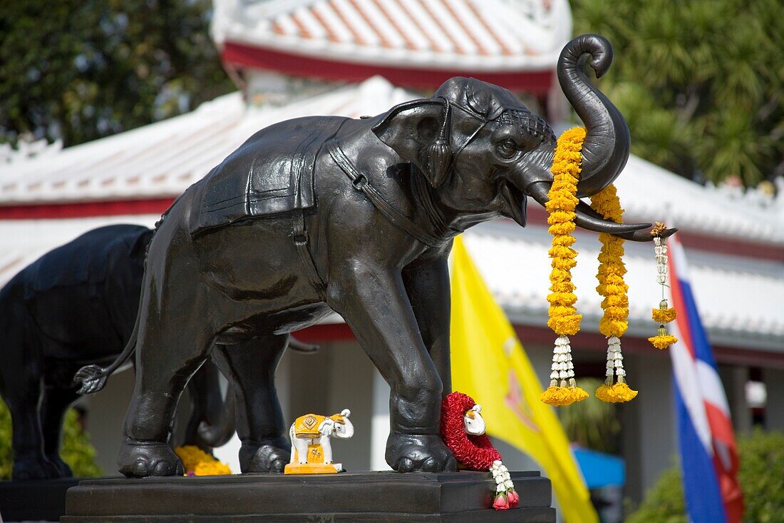 Elephant Statue On King Rama Ii Of Siam Monument At Wat Arun (Temple Of The Dawn); Bangkok, Thailand