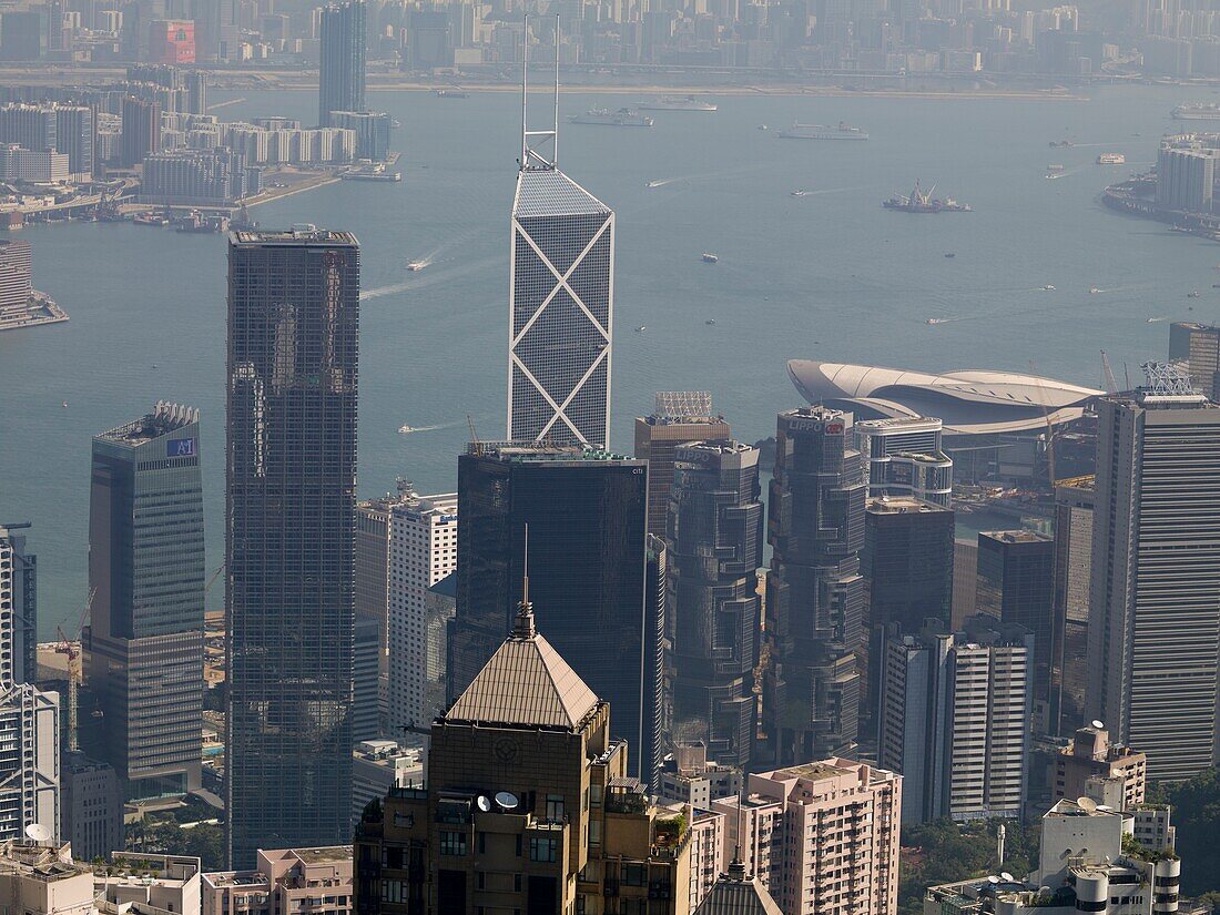 Bank Of China Tower And Hong Kong Cityscape; Hong Kong, China