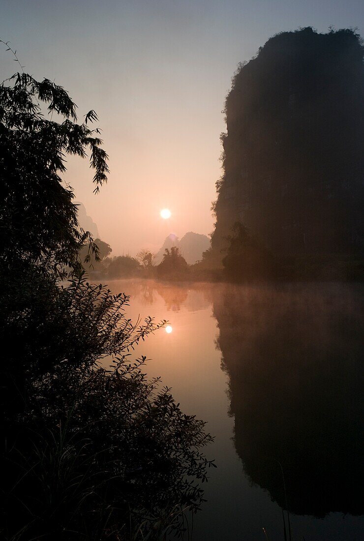 Lake In Mountain Area, Sunset