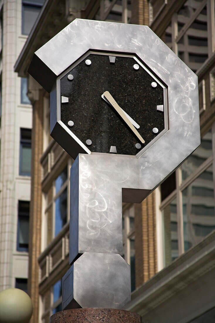 Before And After Clock On Pine Street; Seattle, Washington State, Usa