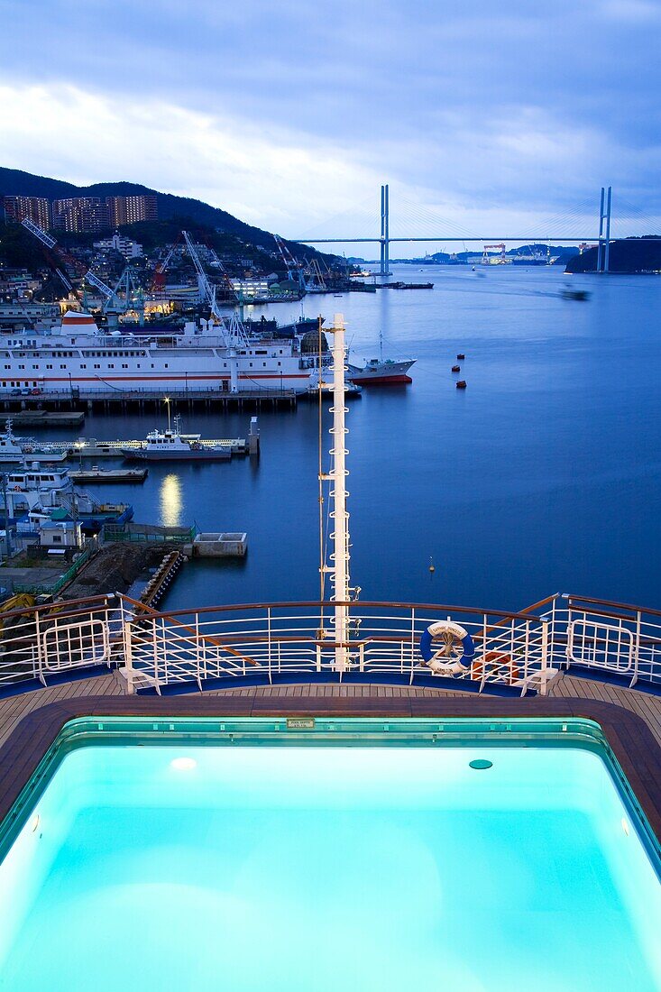 Nagasaki Port From Deck Of Cruise Ship; Nagasaki, Kyushu Region, Japan