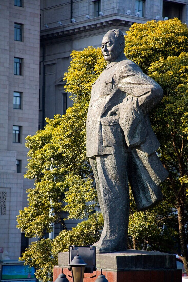 Chairman Mao Statue On The Bund; Shanghai, China