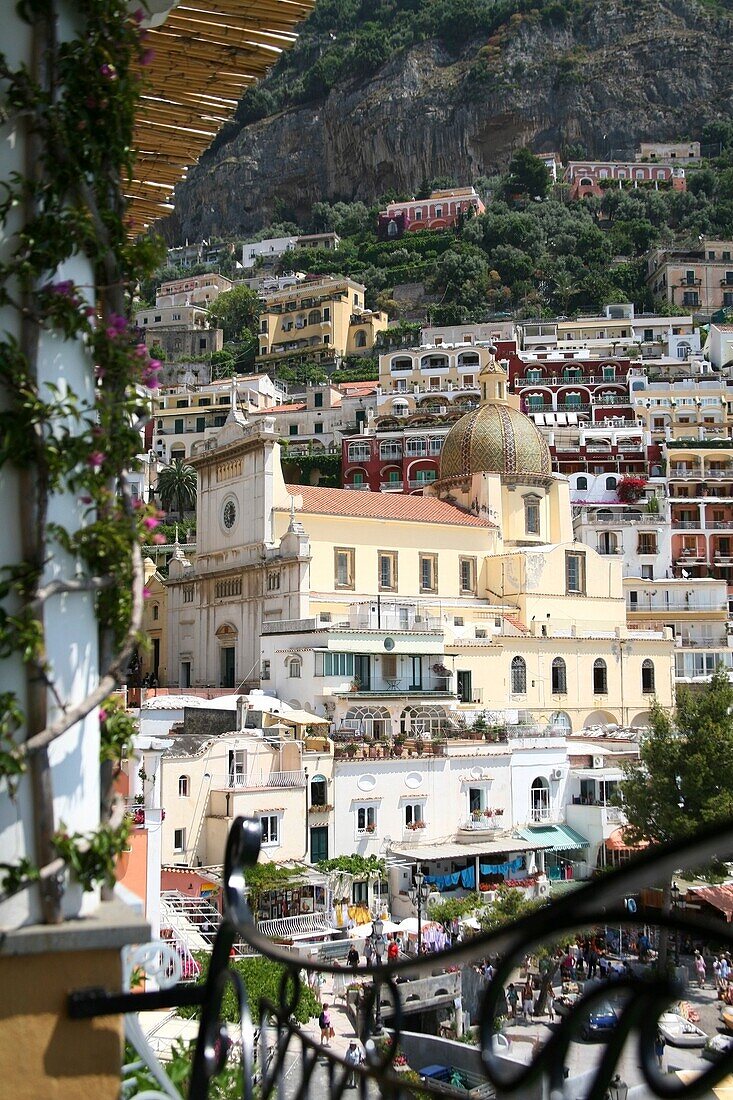 Cathedral Of Our Lady Of The Assumption, Positano, Amalfi Coast, Italy; Coastal Buildings And Church