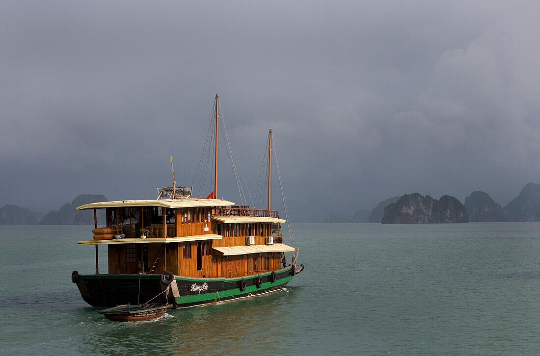 A Boat Sailing On A Dark Day