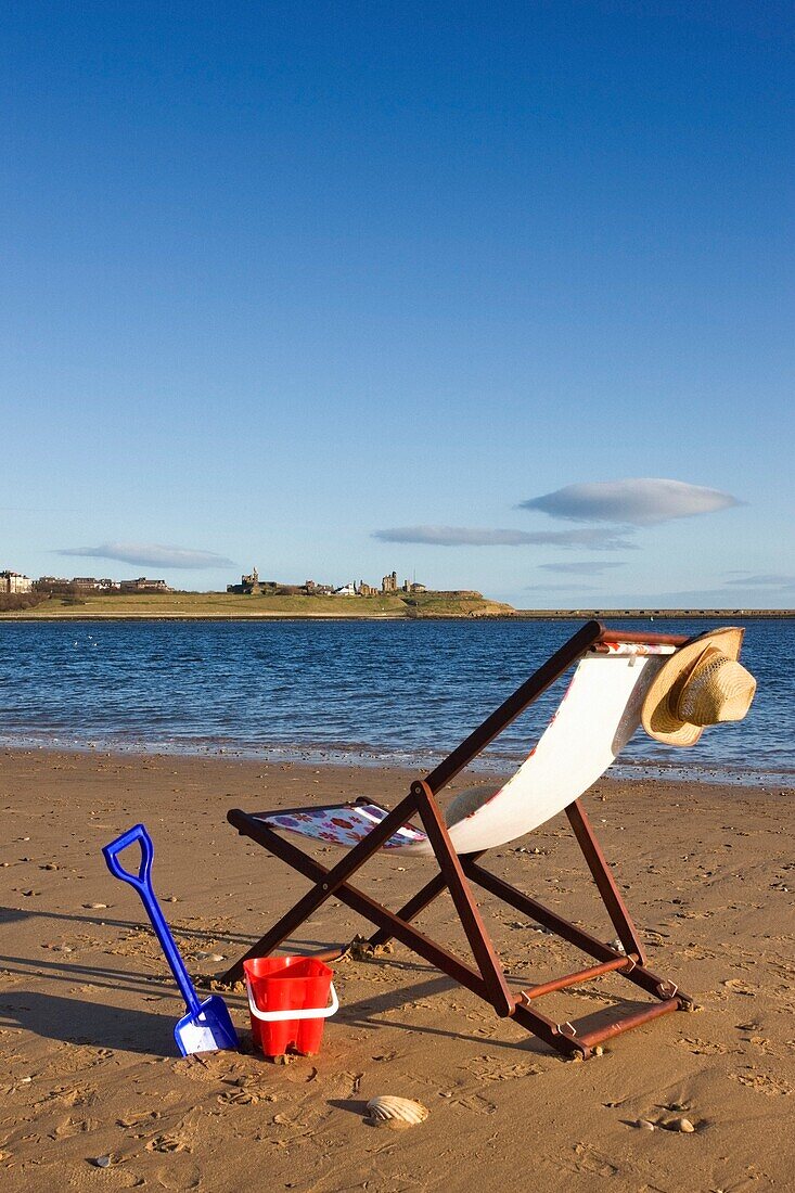 Beach Chair And Personal Items On Beach