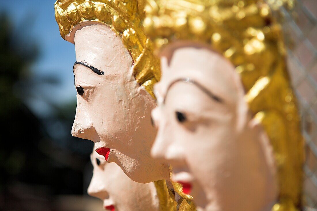 Khorat, Thailand; Close-Up Detail Of Sculpture On Southeast Asian Temple