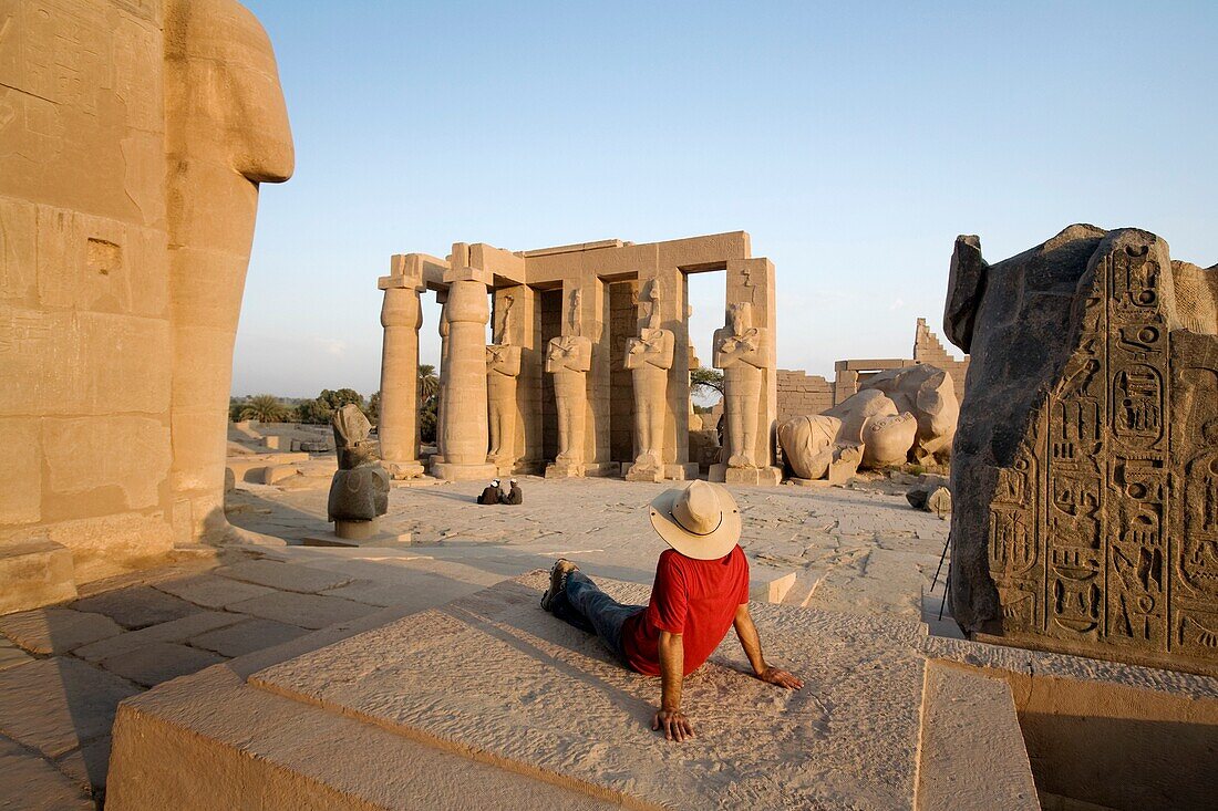 Man Sitting At Temple In Luxor