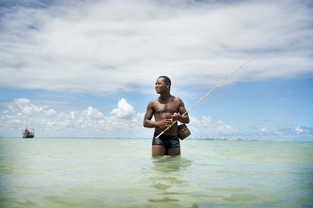 Man Fishing In Ocean, Brazil