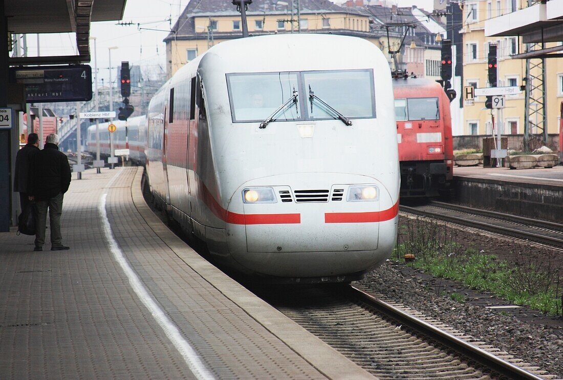 Train Stopped At Station; Koblenz,Rheinland-Pfalz, Germany