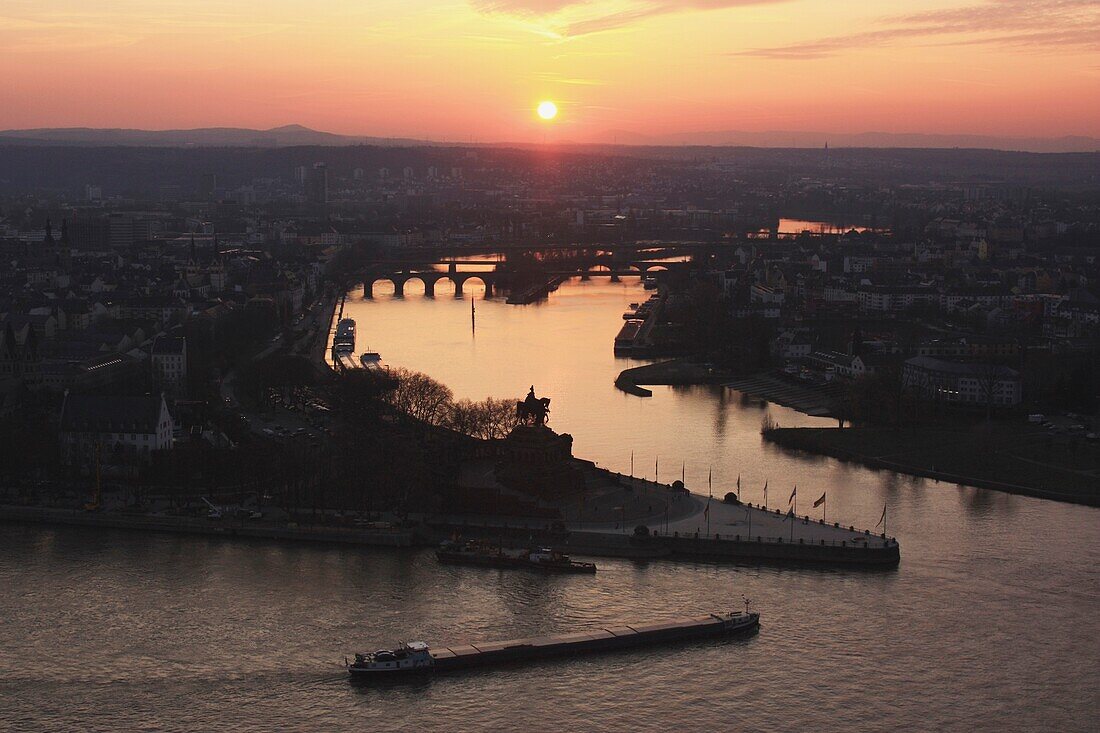 Sunset Over The Rhine, Koblenz, Rheinland-Pfalz, Germany
