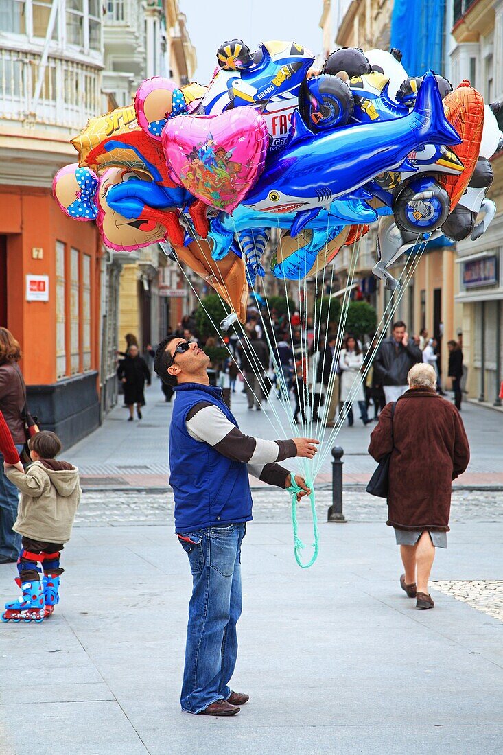 Ballonverkäufer, Cádiz, Andalusien, Spanien
