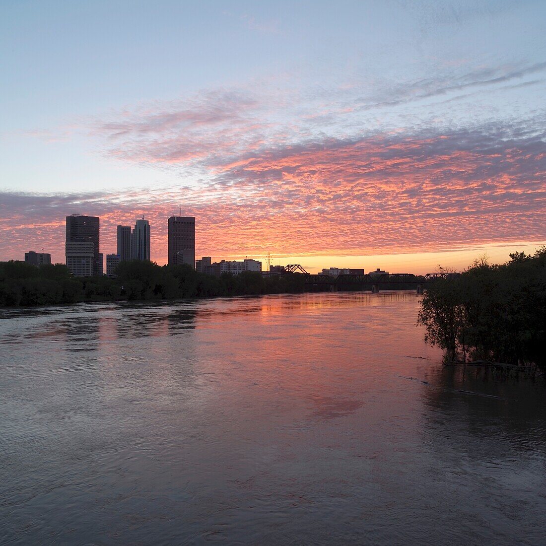 Sonnenuntergang über Winnipeg, Manitoba, Kanada