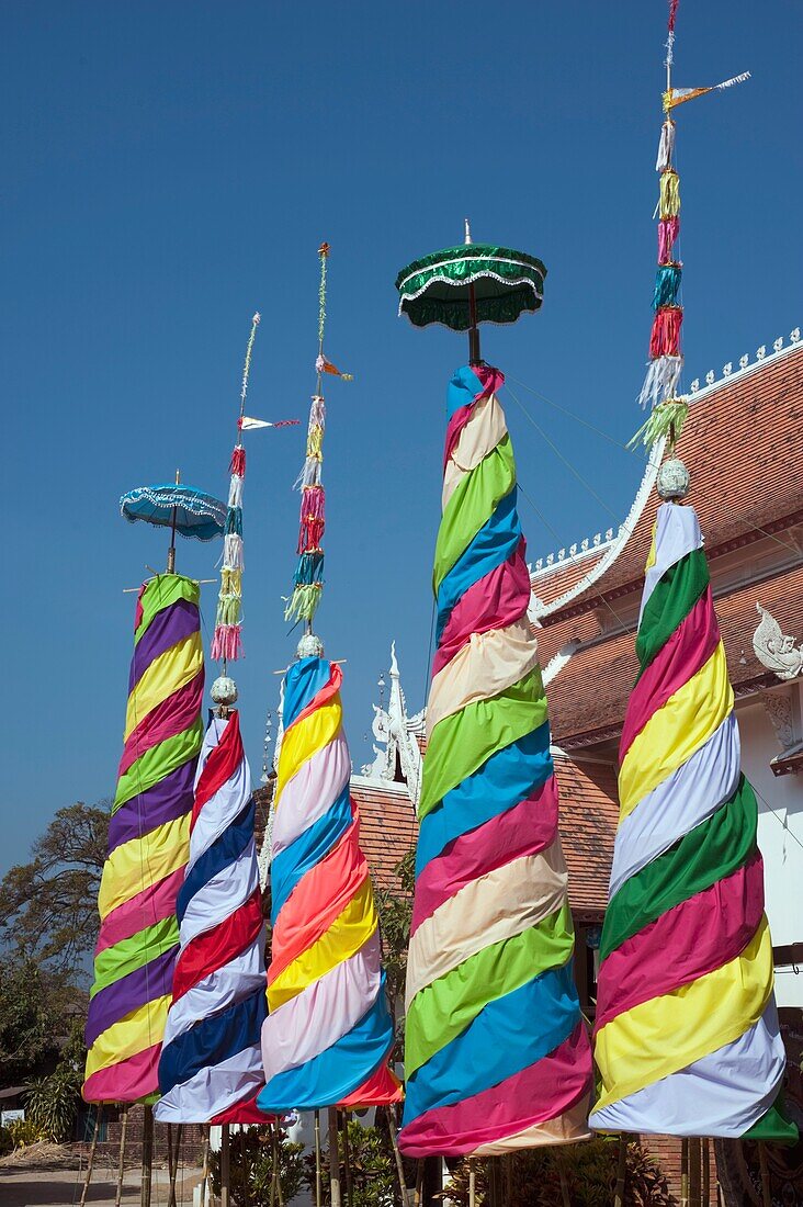 Colorful Ornamentation Outside Buddhist Temple, Thailand