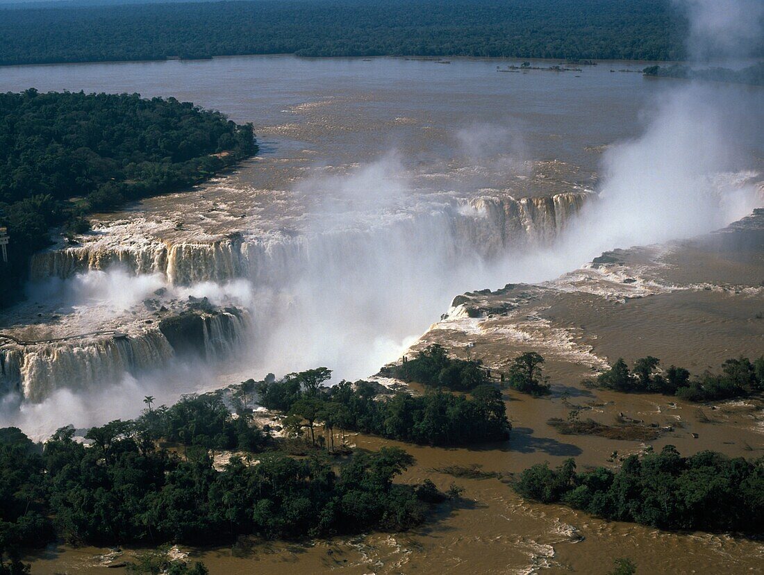 Aerial Of Waterfall, Iguazu Falls, Brazil