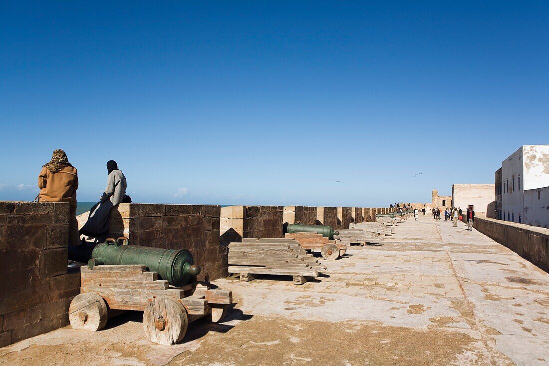 People On The City Walls Of Essaouira, Morocco